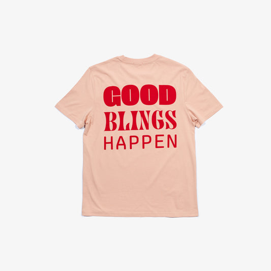 T-Shirt, Good blings happen in peach